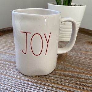 Rae Dunn joy Christmas red writing mug